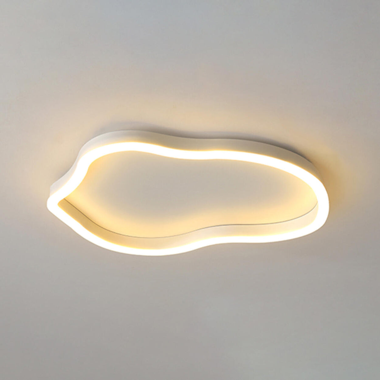 Simplicity White Irregular Geometric Flush Mount Light Image - 3