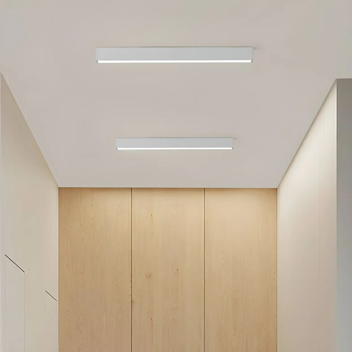 Simplicity White Linear Dimmable LED Flush Mount Light Image - 3