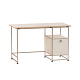 Simplicity White Wood Silver H-Shape Computer Desk Image - 2
