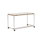 Simplicity White Wood Silver H-Shape Computer Desk Image - 6