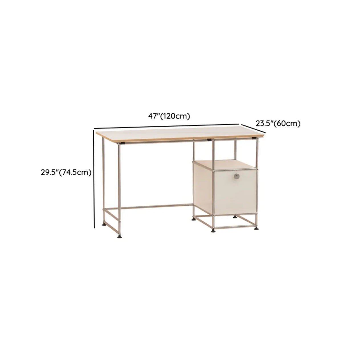 Simplicity White Wood Silver H-Shape Computer Desk 