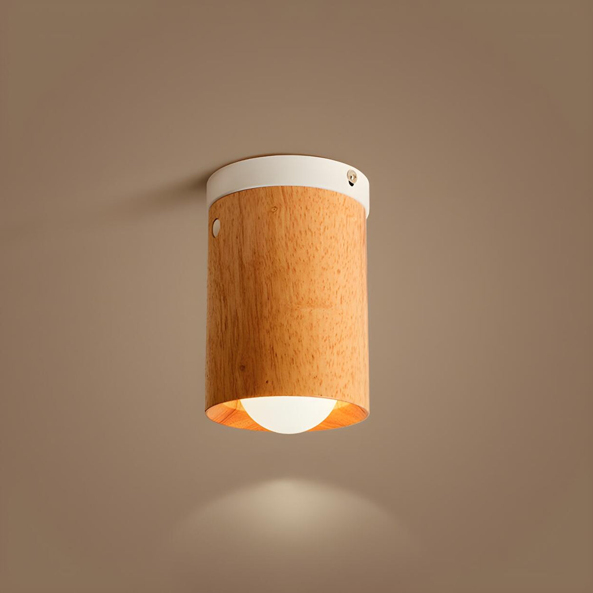 Simplicity Wooden Tubular Flush Mount Ceiling Light Image - 3