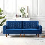 Simplicity Yellow Velvet Square Arm Tufted Back Sofa Image - 3