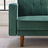 Simplicity Yellow Velvet Square Arm Tufted Back Sofa Image - 7