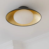 Simplistic Barn Black Gold Semi-Flush Mount Light Image - 4