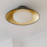 Simplistic Barn Black Gold Semi-Flush Mount Light Image - 4