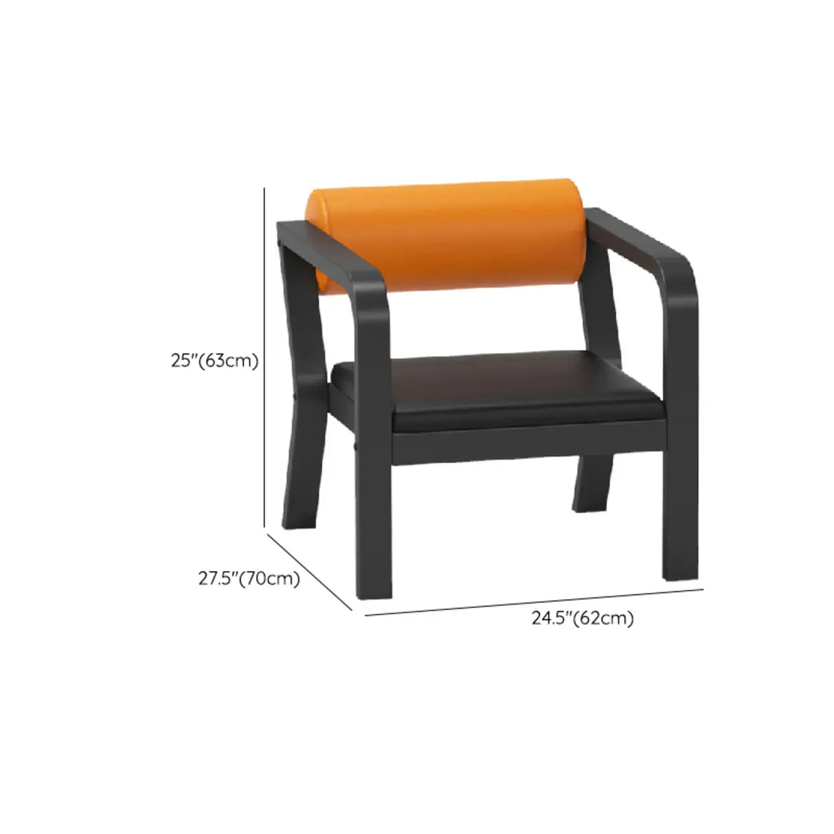 Simplistic Black-Orange Faux Leather Foam Fill Sofa 