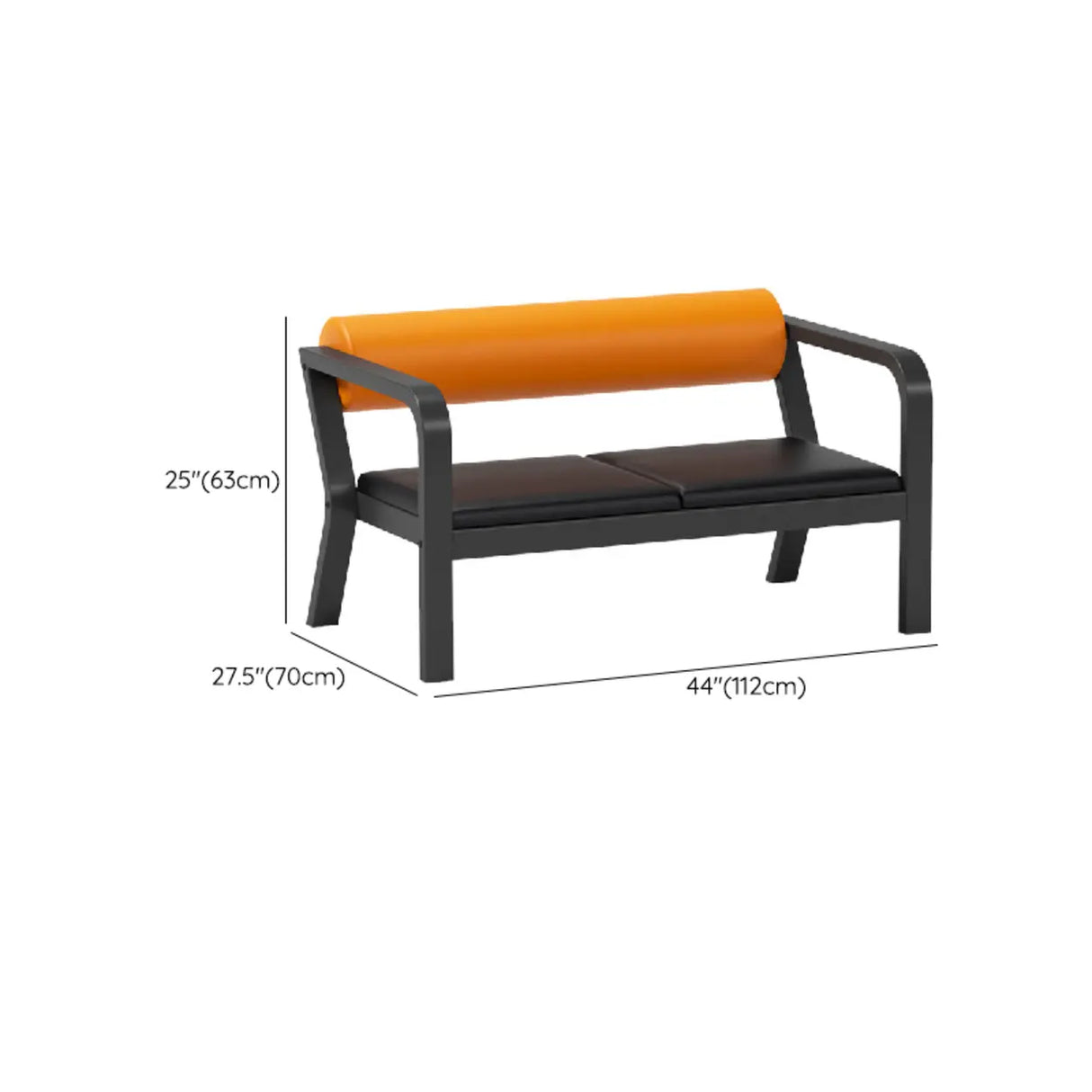 Simplistic Black-Orange Faux Leather Foam Fill Sofa Image - 12
