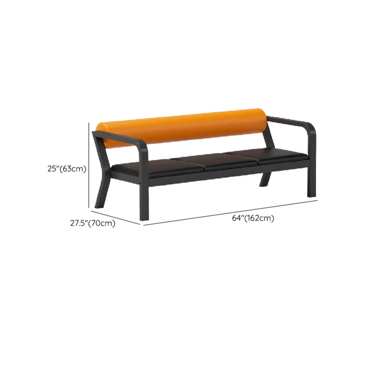 Simplistic Black-Orange Faux Leather Foam Fill Sofa Image - 13
