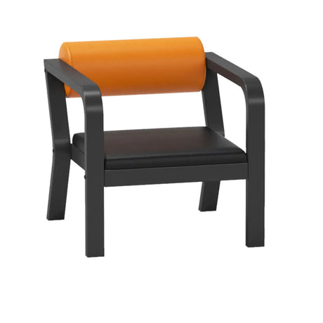 Simplistic Black-Orange Faux Leather Foam Fill Sofa Image - 2