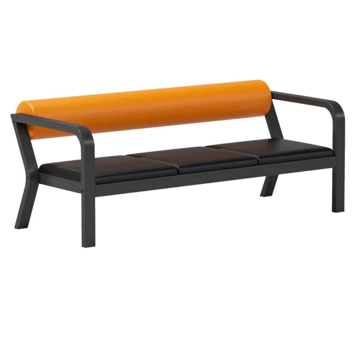 Simplistic Black-Orange Faux Leather Foam Fill Sofa Image - 5