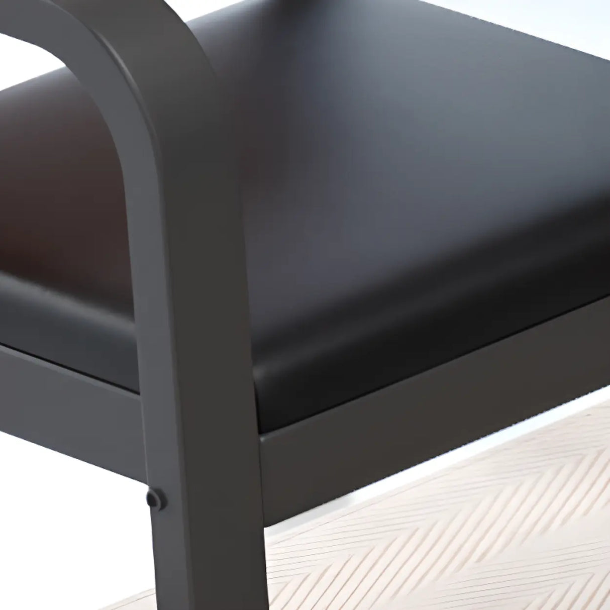 Simplistic Black-Orange Faux Leather Foam Fill Sofa Image - 9