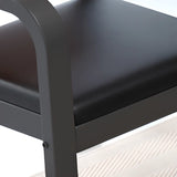 Simplistic Black-Orange Faux Leather Foam Fill Sofa Image - 9