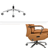 Simplistic Ergonomic Cowhide Executive Orange Office Chair Image - 10