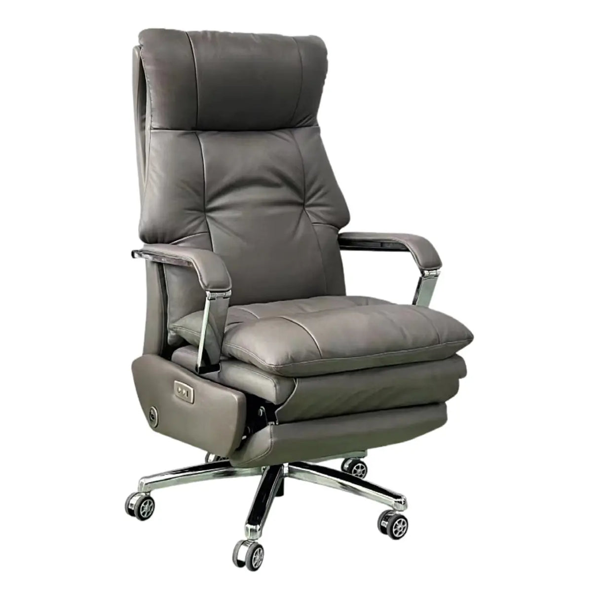 Simplistic Ergonomic Cowhide Executive Orange Office Chair Image - 3