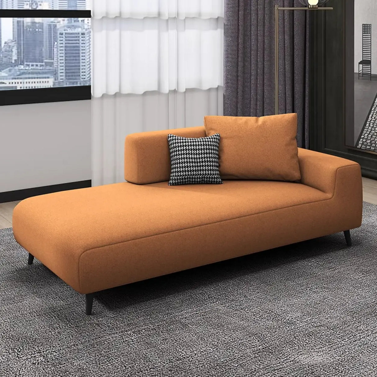 Simplistic Green Linen Fabric Corner Right-Arm Chaise Image - 2