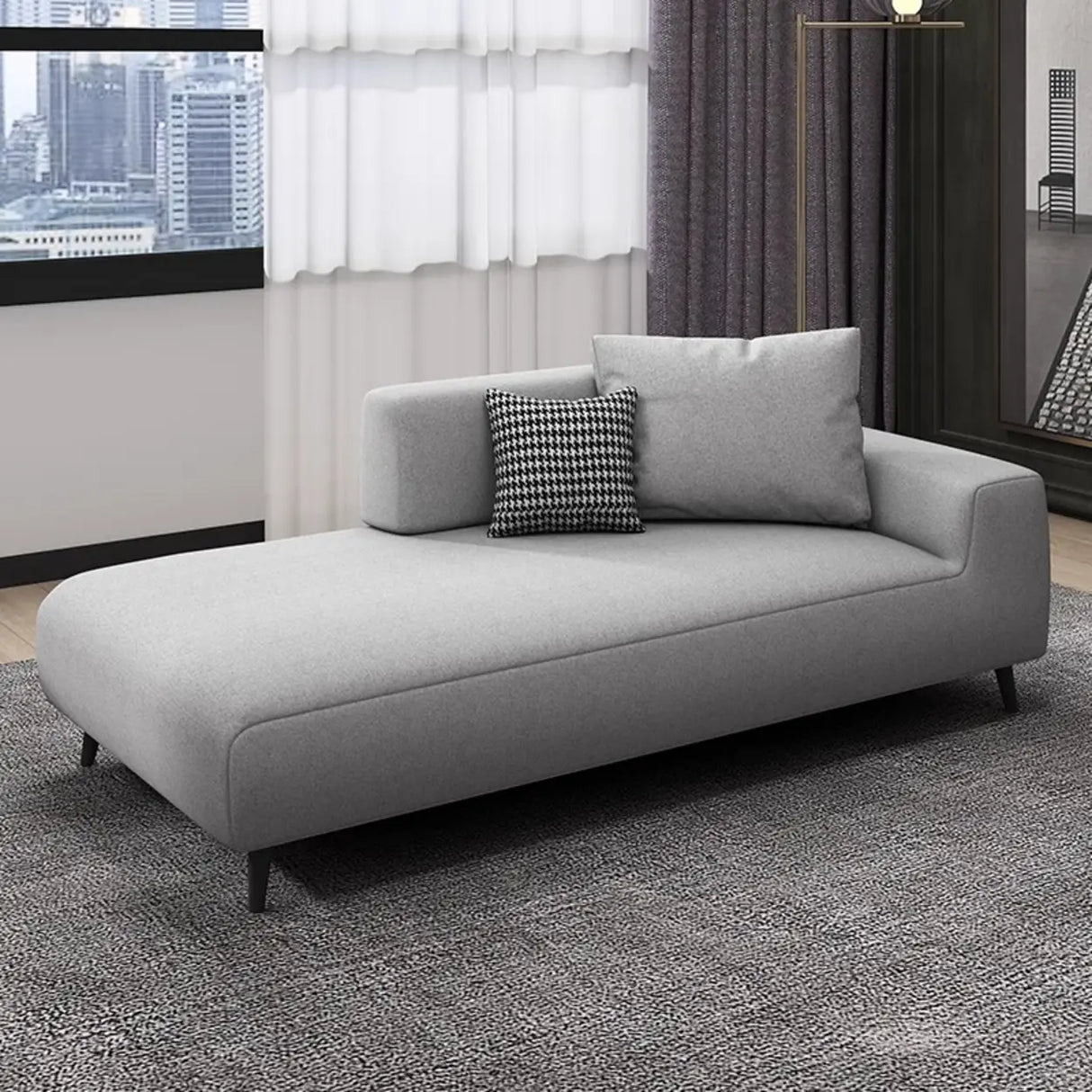 Simplistic Green Linen Fabric Corner Right-Arm Chaise Image - 4