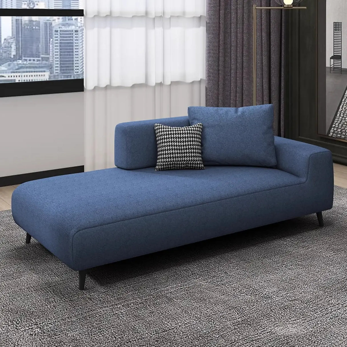 Simplistic Green Linen Fabric Corner Right-Arm Chaise Image - 5
