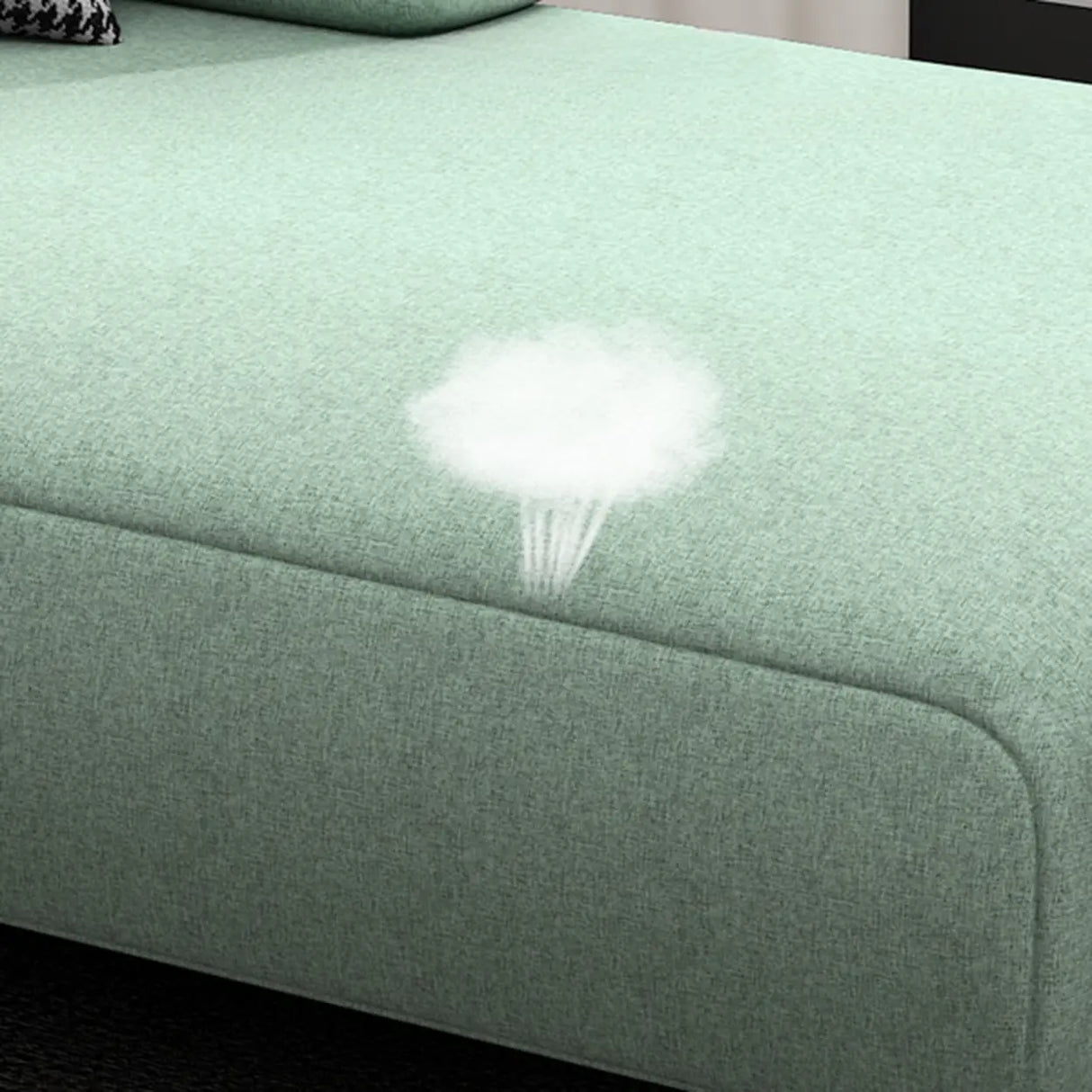 Simplistic Green Linen Fabric Corner Right-Arm Chaise Image - 6