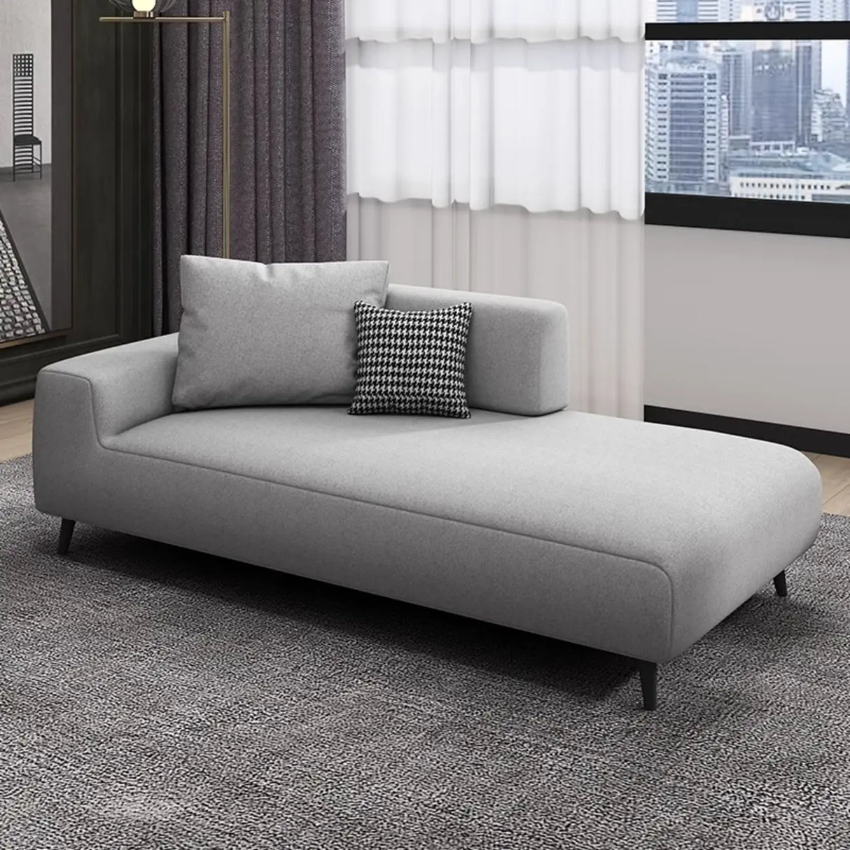Simplistic Green Linen Fabric Corner Right-Arm Chaise Image - 9