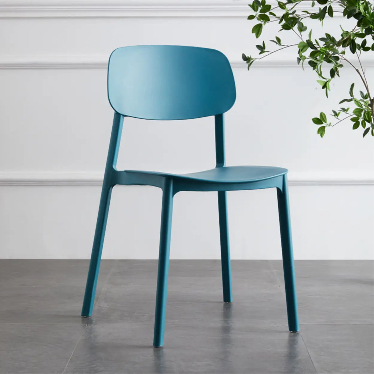 Simplistic Navy Plastic Stackable Low Back Office Chairs Image - 10