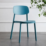 Simplistic Navy Plastic Stackable Low Back Office Chairs Image - 10