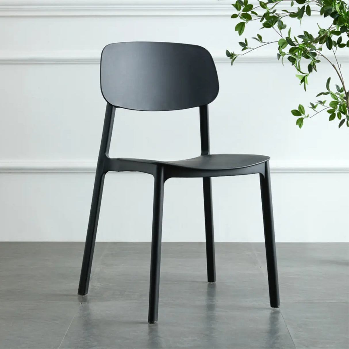 Simplistic Navy Plastic Stackable Low Back Office Chairs Image - 15
