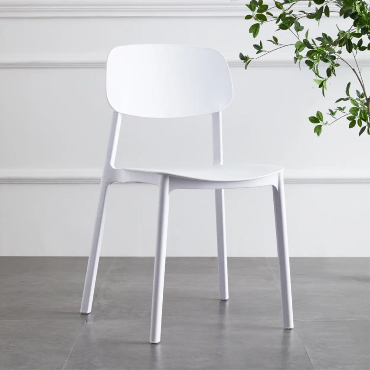 Simplistic Navy Plastic Stackable Low Back Office Chairs Image - 19
