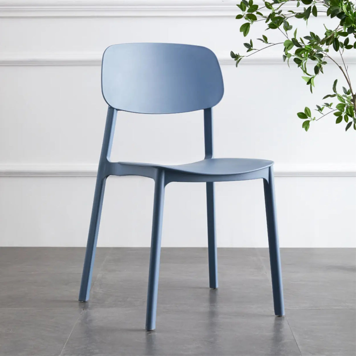 Simplistic Navy Plastic Stackable Low Back Office Chairs Image - 21