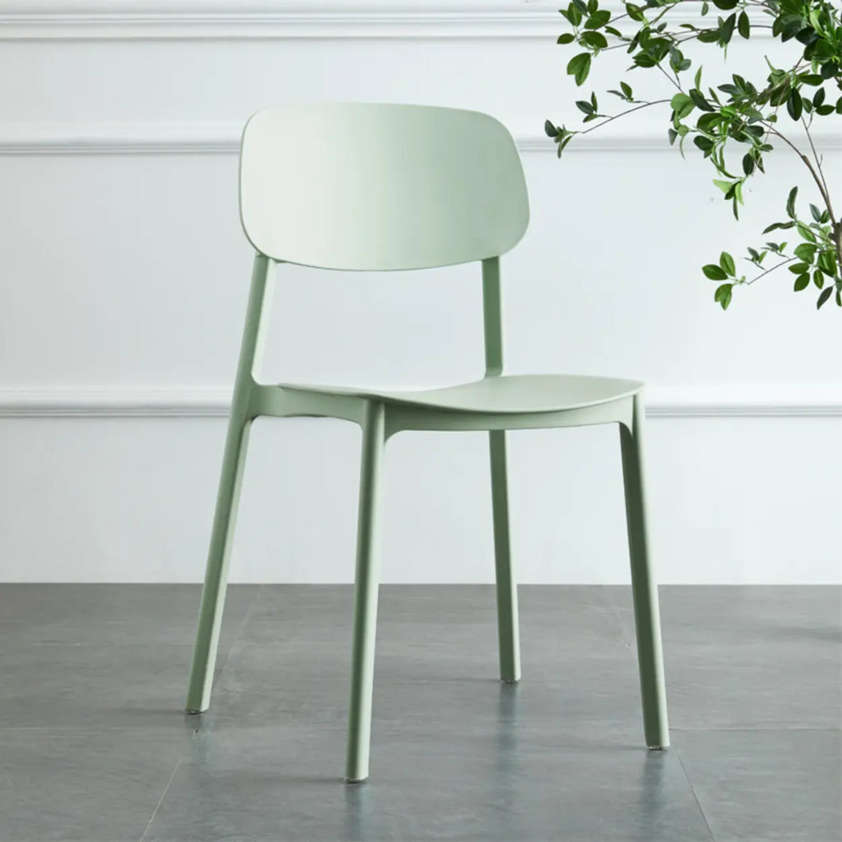 Simplistic Navy Plastic Stackable Low Back Office Chairs Image - 3