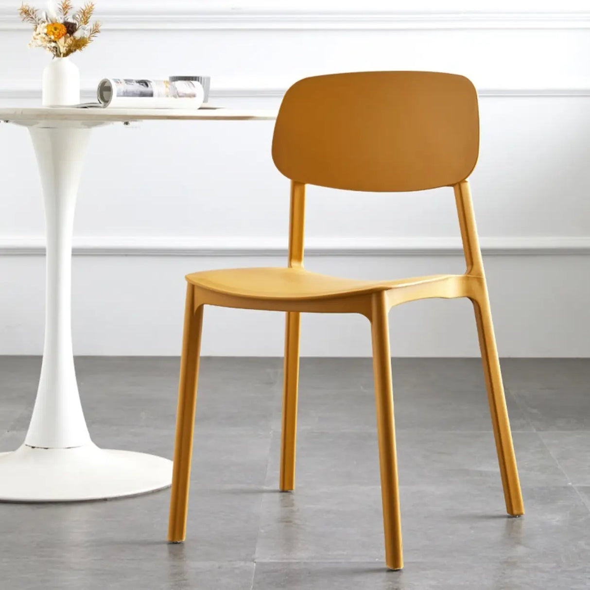Simplistic Navy Plastic Stackable Low Back Office Chairs Image - 4