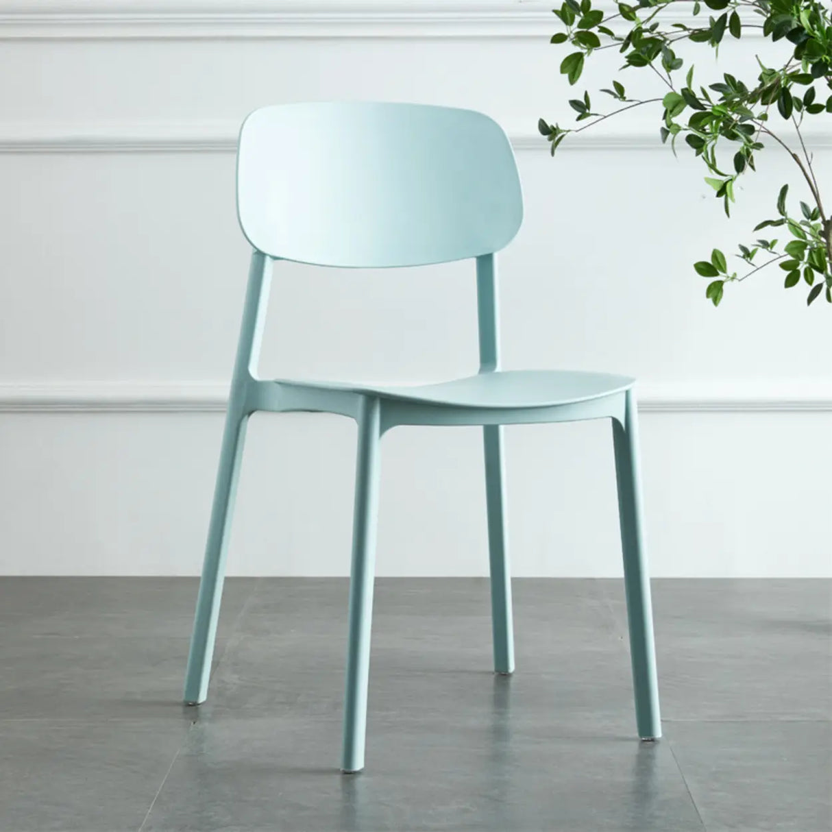Simplistic Navy Plastic Stackable Low Back Office Chairs Image - 5