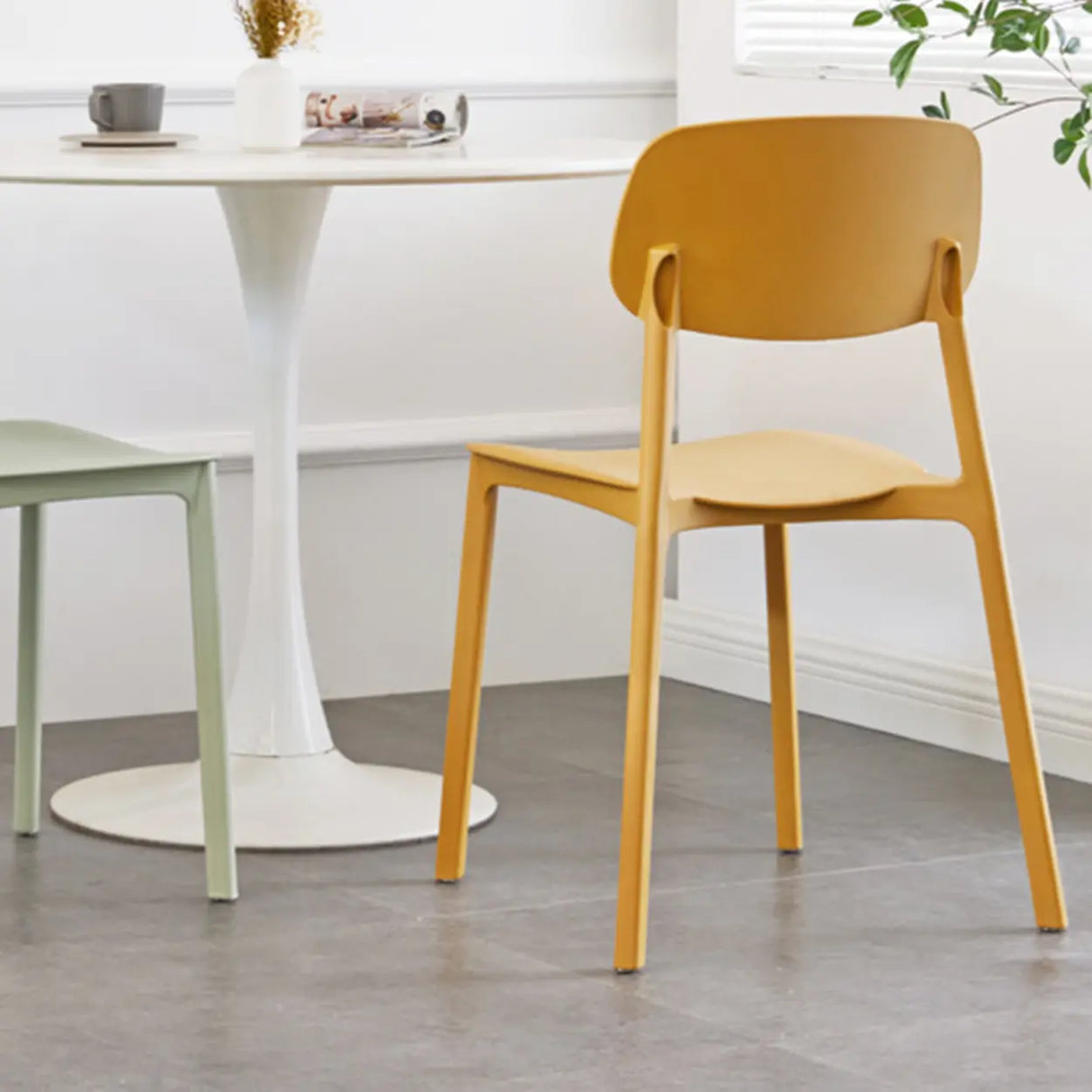 Simplistic Navy Plastic Stackable Low Back Office Chairs Image - 7