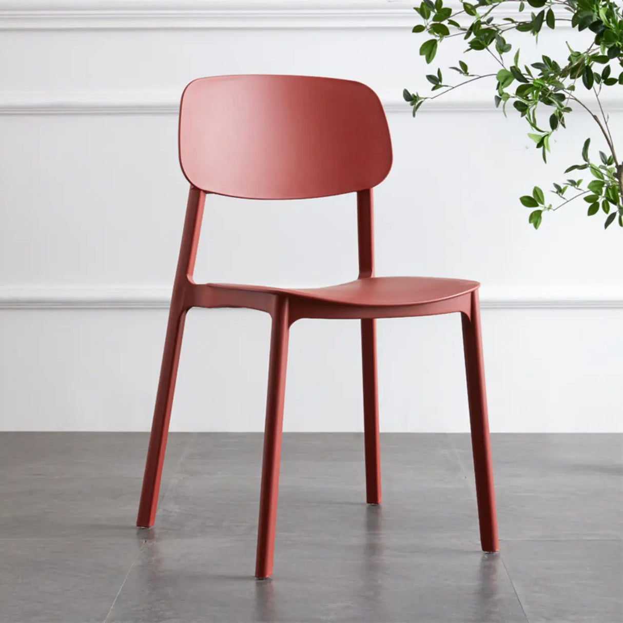 Simplistic Navy Plastic Stackable Low Back Office Chairs Image - 8