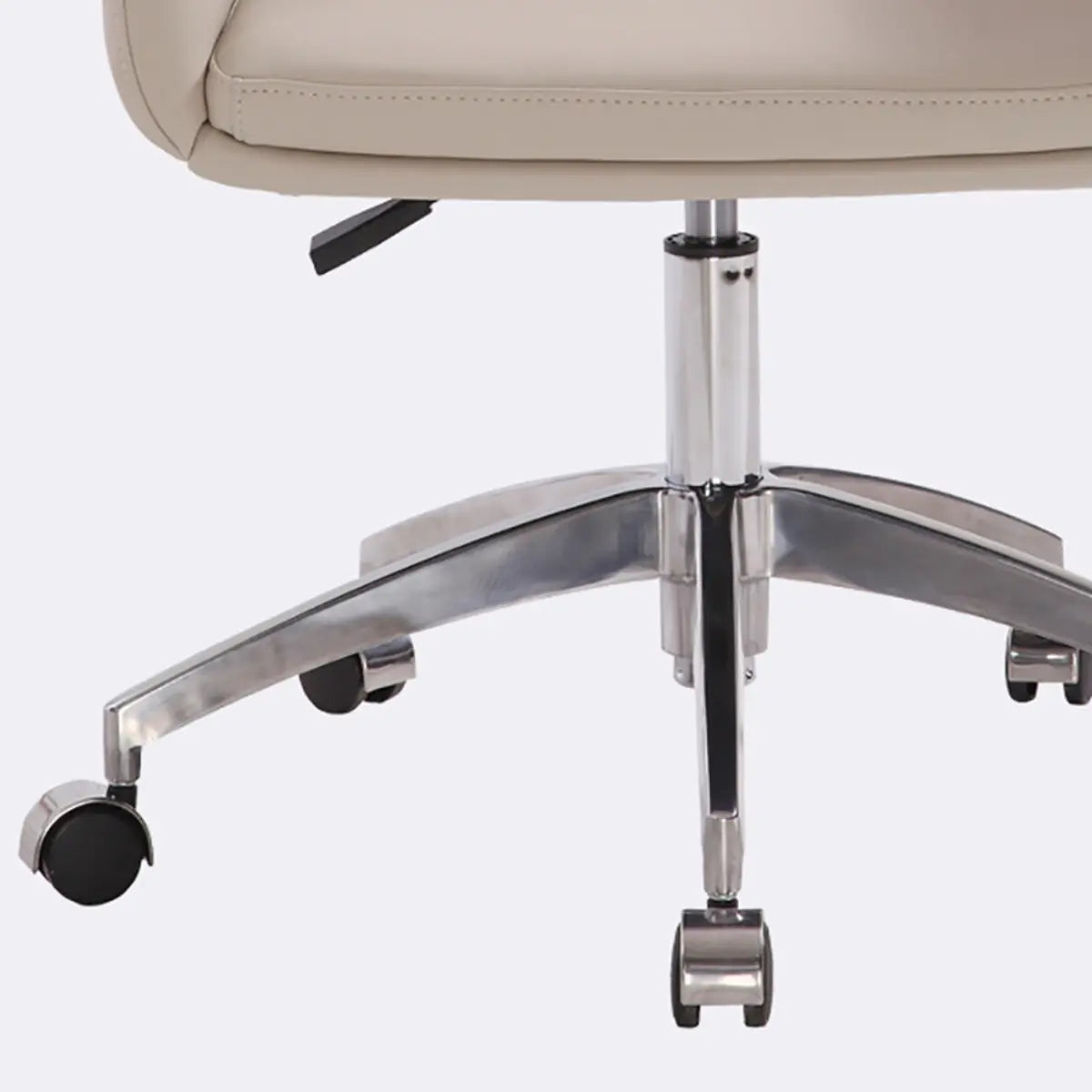 Simplistic Off-White Swivel Metal Faux Leather Office Chair Image - 10