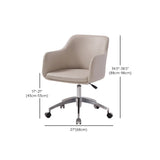 Simplistic Off-White Swivel Metal Faux Leather Office Chair #size