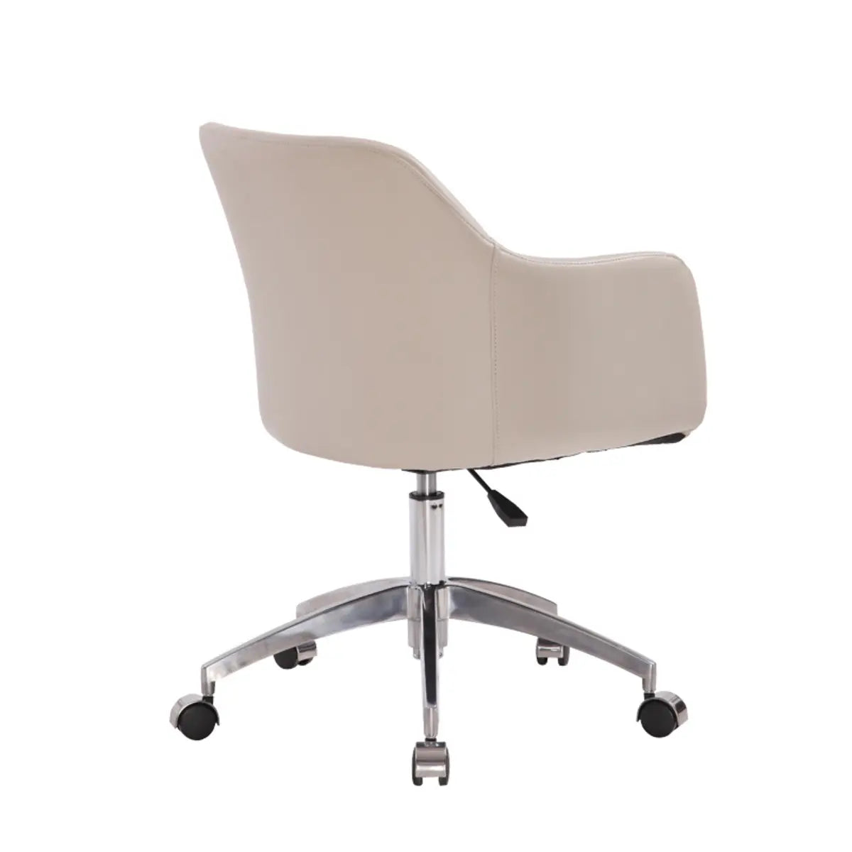 Simplistic Off-White Swivel Metal Faux Leather Office Chair Image - 3