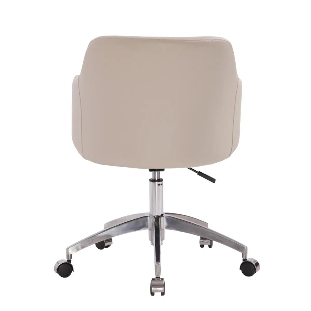Simplistic Off-White Swivel Metal Faux Leather Office Chair Image - 4