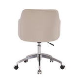 Simplistic Off-White Swivel Metal Faux Leather Office Chair Image - 4
