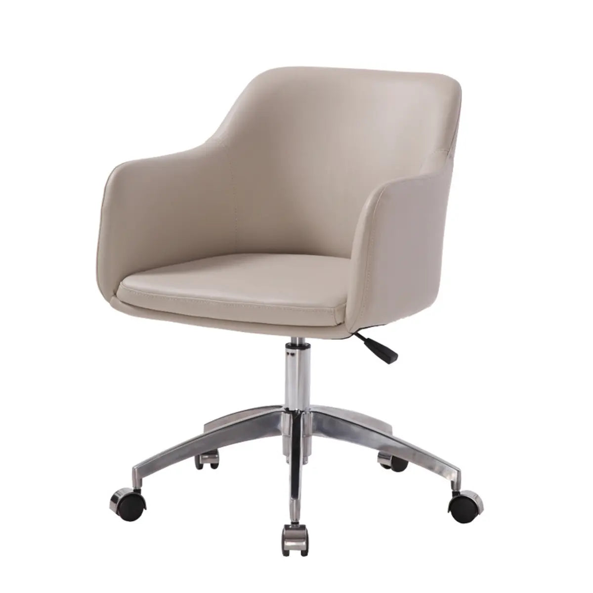 Simplistic Off-White Swivel Metal Faux Leather Office Chair Image - 5