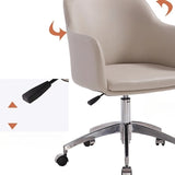 Simplistic Off-White Swivel Metal Faux Leather Office Chair Image - 7