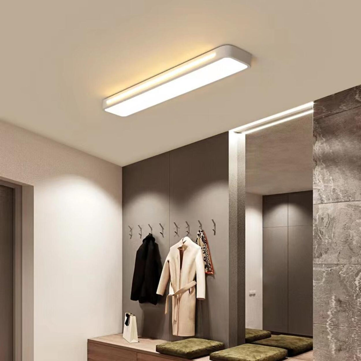 Simplistic Strip Rectangular LED Flush Mount Light Image - 7
