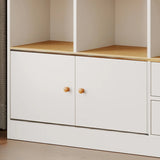 Simplistic Vertical Shelving Cabinet Oak White Bookcase Image - 11
