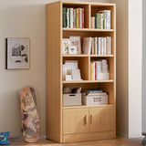 Simplistic Vertical Shelving Cabinet Oak White Bookcase Image - 15