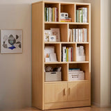Simplistic Vertical Shelving Cabinet Oak White Bookcase Image - 16