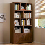 Simplistic Vertical Shelving Cabinet Oak White Bookcase Image - 2