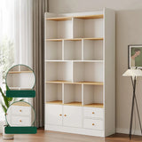 Simplistic Vertical Shelving Cabinet Oak White Bookcase Image - 22