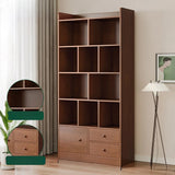 Simplistic Vertical Shelving Cabinet Oak White Bookcase Image - 23