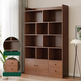 Simplistic Vertical Shelving Cabinet Oak White Bookcase Image - 25