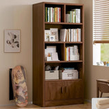 Simplistic Vertical Shelving Cabinet Oak White Bookcase Image - 26